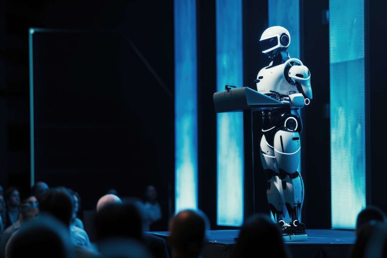 Tech Revolution: Android Speaker Commands the Podium Zdroj: HUMANOIDS SUMMIT 2024